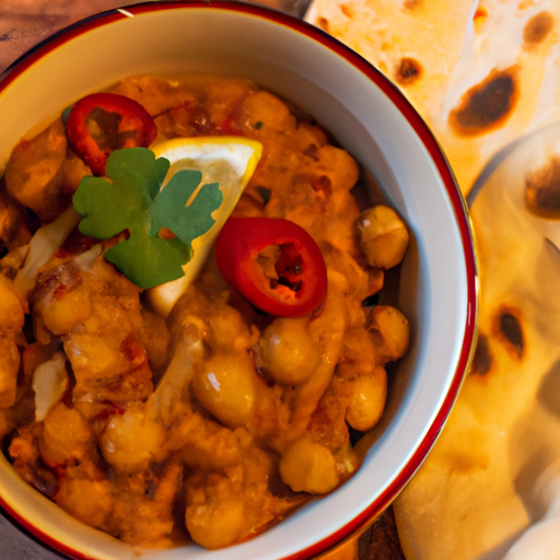 Chana Masala s rýží a naan.