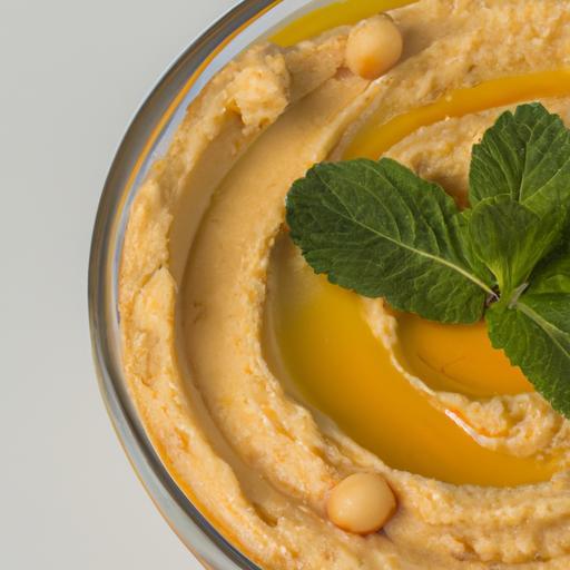 Hummus s listy máty a olivovým olejem