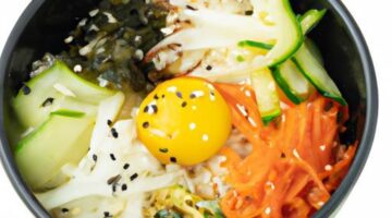 Bibimbap, korejská směs rýže a zeleniny