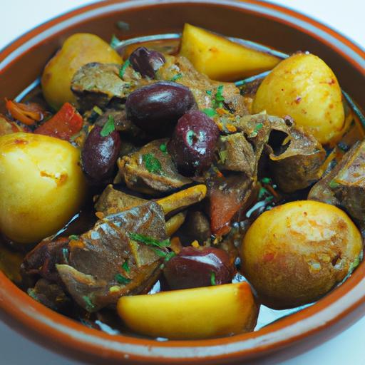 Pikantní jehněčí tajine s plody okořeněné.n3757