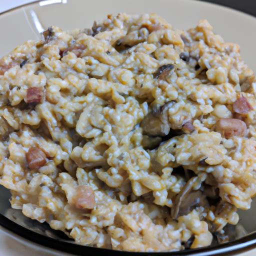 Risotto s houbami a uzeným