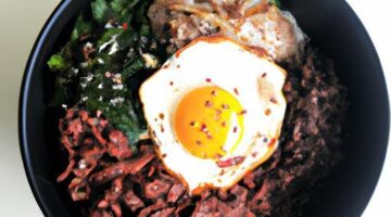 Korejské bibimbap s hovězím masem