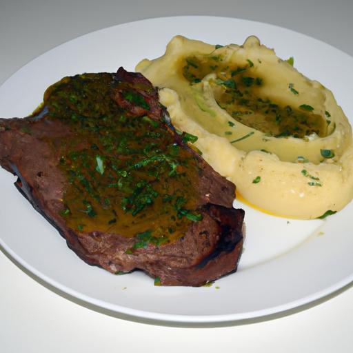 Argentinský biftek s chimichurri a bramborovou kaší