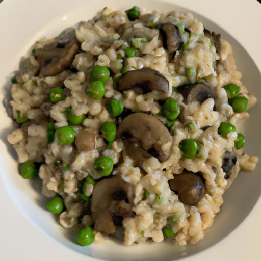 Risotto s hřiby a hráškem