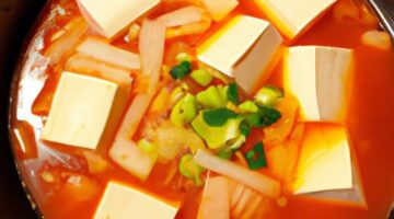 Kimchi rejžové polévka s tofu