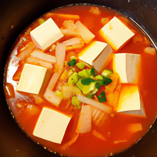 Kimchi rejžové polévka s tofu