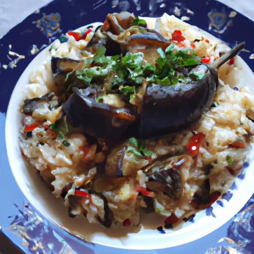 Eggplant plov s jehněčím masem