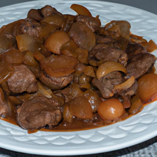 Hovězí Bourguignon s cibulí a vínem