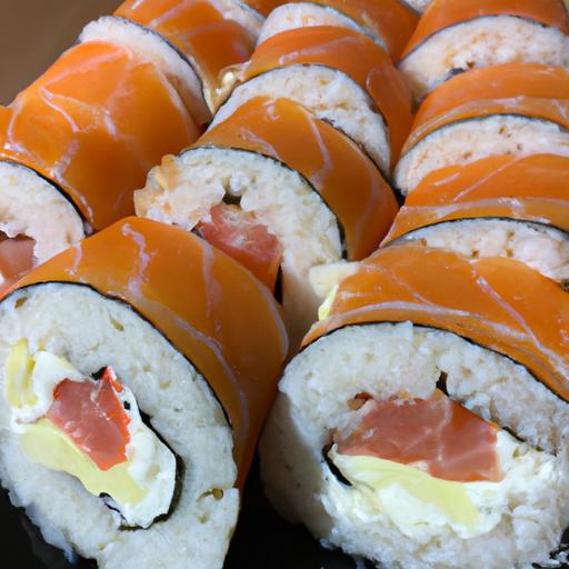 Sushi rýžové rolky plněné lososem