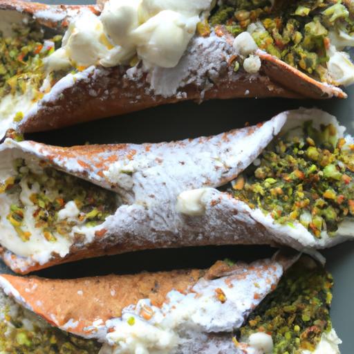 Cannoli s ricottou a pistáciovými krůpějemi