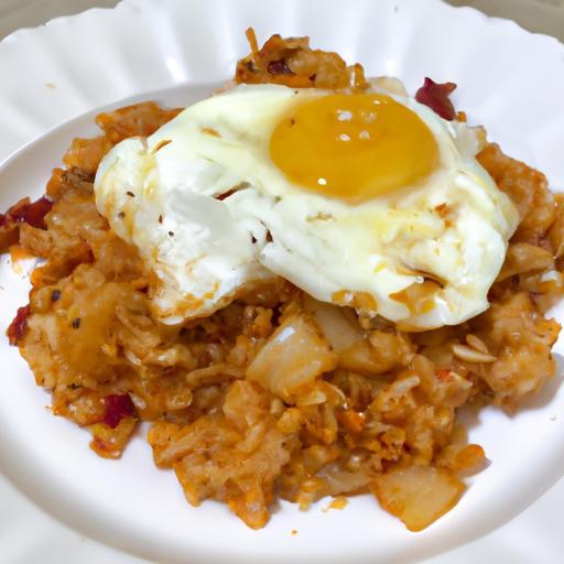 Kimchi fried rice s vajíčkem