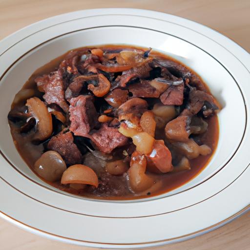 Beef bourguignon s houbami a šalotkami