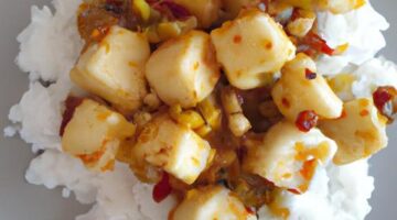 Květákové „kung pao“ tofu s rýží