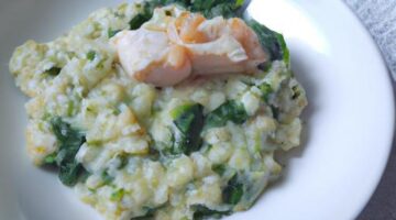 Risotto s lososem a špenátem