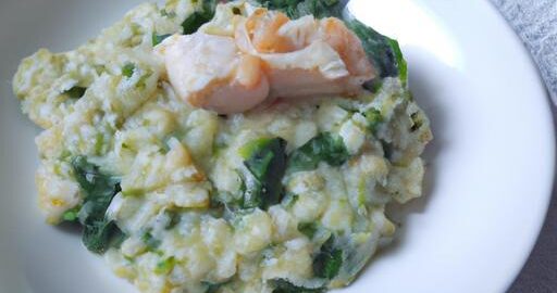 Risotto s lososem a špenátem