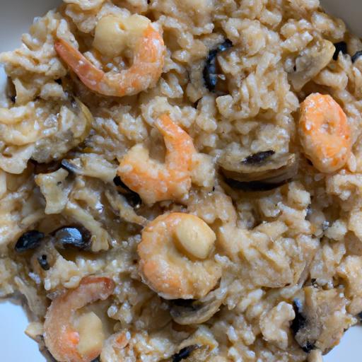 Risotto s houbami a krevetami