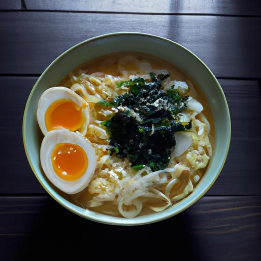 Ramen s vaječným nočníkem a bambusou