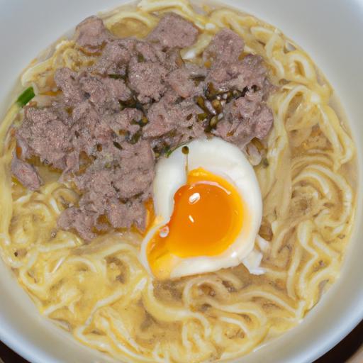 Ramen s vajíčkem a mletým masem