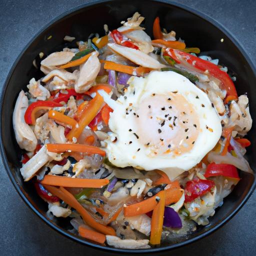 Bibimbap s kuřecím masem a zeleninou