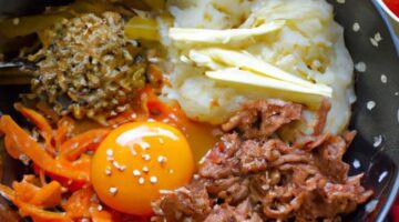 Bibimbap s kimchi a hovězím