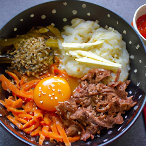 Bibimbap s kimchi a hovězím