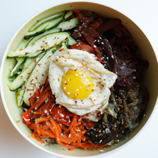 Bibimbap s různou zeleninou